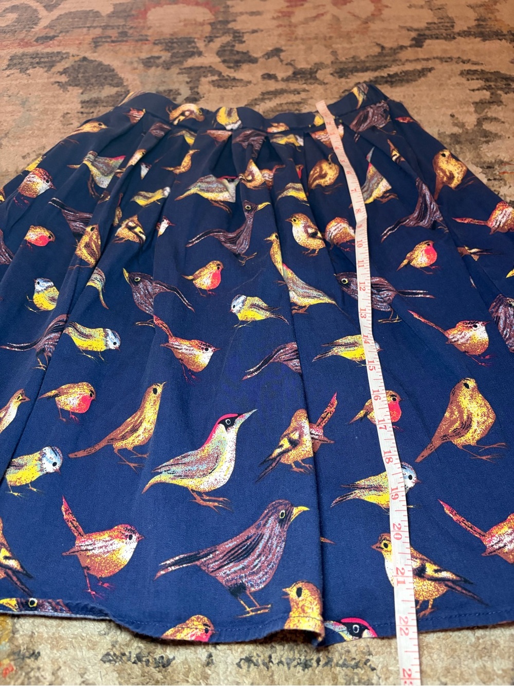 Grace Karin Navy Bird Print  Skirt with Pockets